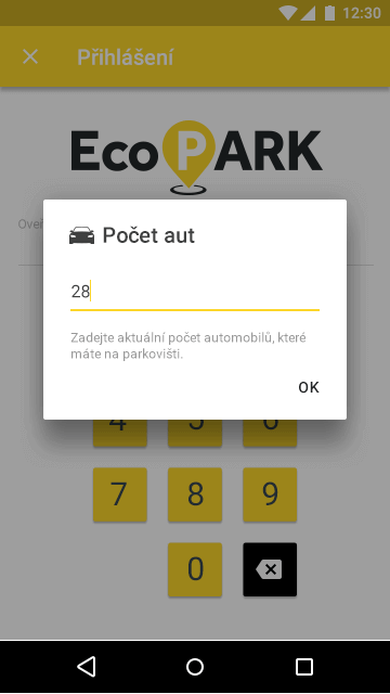 Volba počtu aut - EcoPARK