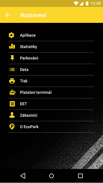 Application settings - EcoPARK